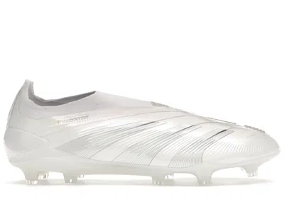 ADIDAS ORIGINALS MEN'S ADIDAS PREDATOR 24 ELITE LACELESS FG PEARLIZED PACK SNEAKERS IN CLOUD WHITE/SILVER METALLIC