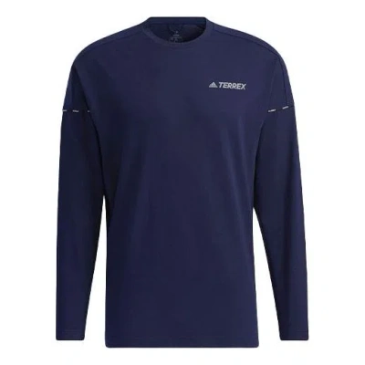 ADIDAS ORIGINALS Men's adidas Printing Logo Round Neck Long Sleeves College Navy Blue T-Shirt