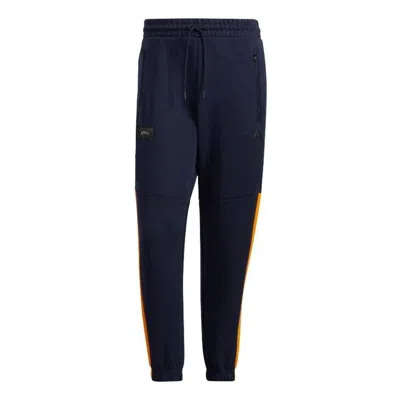 ADIDAS ORIGINALS Men's adidas Printing Stripe Drawstring Zipper Side Bundle Feet Sports Pants/Trousers/Joggers Blue