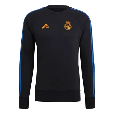 ADIDAS ORIGINALS Men's adidas Real Swt Top Woven Real Madrid Team Logo Soccer/Football Round Neck Sports Black