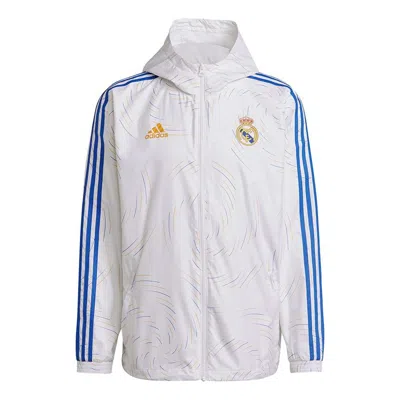 ADIDAS ORIGINALS Men's adidas Real Windbreakr Real Madrid Soccer/Football Training Sports Hooded Logo Jacket Autumn W