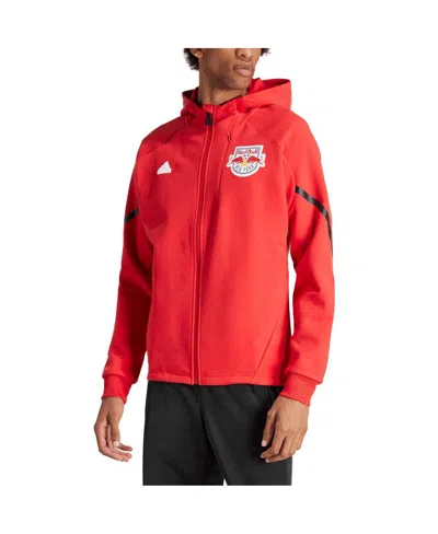 ADIDAS ORIGINALS MEN'S ADIDAS RED NEW YORK RED BULLS 2024 ANTHEM TRAVEL FULL-ZIP JACKET