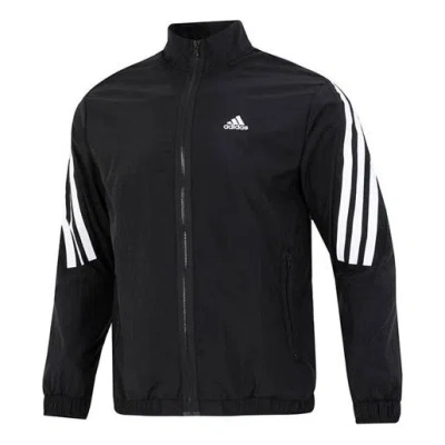 ADIDAS ORIGINALS Men's adidas Side Classic Logo Printing Zipper Hooded Jacket Black