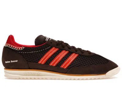 ADIDAS ORIGINALS MEN'S ADIDAS SL 72 KNIT WALES BONNER BROWN SNEAKERS IN DARK BROWN/COLLEGIATE ORANGE/CREAM WHITE