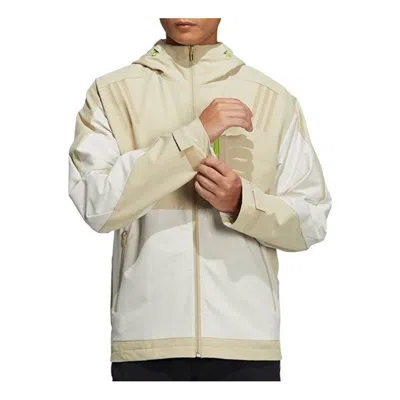 ADIDAS ORIGINALS Men's adidas Splicing Side Pocket Zipper Hooded Jacket Beige