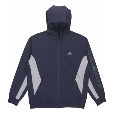 ADIDAS ORIGINALS Men's adidas St Blok Knjkt Chest Brand Logo Embroidered Hooded Track Jacket Blue