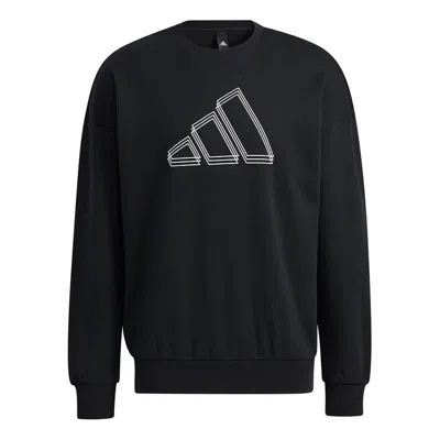 ADIDAS ORIGINALS Men's adidas St Logo Sweat Logo Printing Sports Round Neck Pullover Black