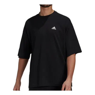 ADIDAS ORIGINALS Men's adidas Tee Logo Breathable Solid Color Casual Sports Short Sleeve Black T-Shirt