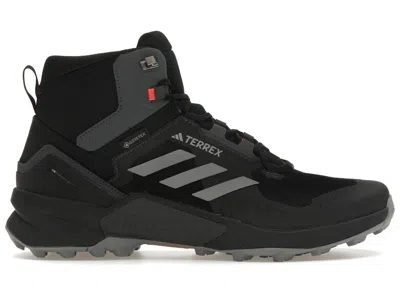 ADIDAS ORIGINALS MEN'S ADIDAS TERREX SWIFT R3 MID GTX GREY SNEAKERS IN CORE BLACK/GREY THREE/SOLAR RED