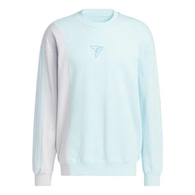 ADIDAS ORIGINALS Men's adidas Trae Crew Design Round Neck Logo Printing Long Sleeves Blue