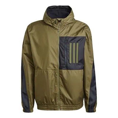 ADIDAS ORIGINALS Men's adidas Training Sports Running Woven Hooded Jacket Olive