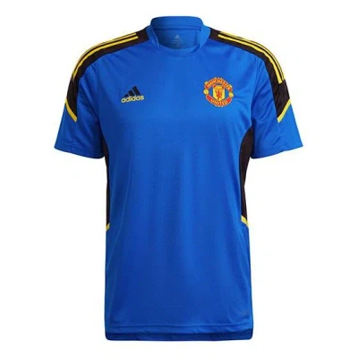 ADIDAS ORIGINALS Men's adidas Training Sports Short Sleeve Soccer/Football Jersey 20-21 Season Manchester United Blue