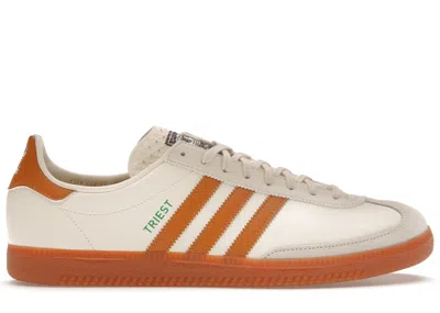 ADIDAS ORIGINALS MEN'S ADIDAS TRIEST SNEAKERS IN CREAM WHITE/FOOTWEAR WHITE/GREEN