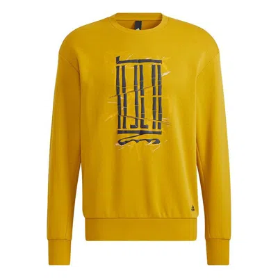 ADIDAS ORIGINALS Men's adidas Wj Logo Swt Martial Arts Series Funny Pattern Sports Pullover Round Neck Gold Color