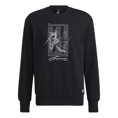 ADIDAS ORIGINALS Men's adidas Wj Swt Logo Martial Arts Series Word Printing Sports Round Neck Pullover Black