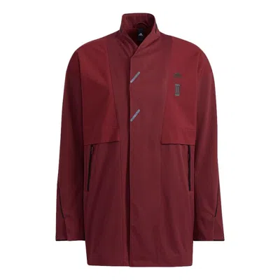 ADIDAS ORIGINALS Men's adidas Wj Xia Long Jkt Martial Arts Series Logo Mid-Length Stand Collar Sports Jacket Brick Re