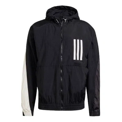 ADIDAS ORIGINALS Men's adidas Wnd Mother Contrasting Colors Windproof Hooded Logo Jacket Black