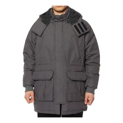ADIDAS ORIGINALS Men's adidas Zipper Hooded Loose With Down Feather Gray Jacket