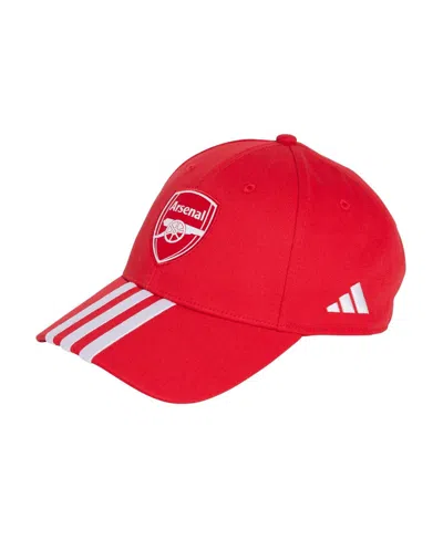 ADIDAS ORIGINALS MEN'S AND WOMEN'S RED ARSENAL 3-STRIPE DAD ADJUSTABLE HAT