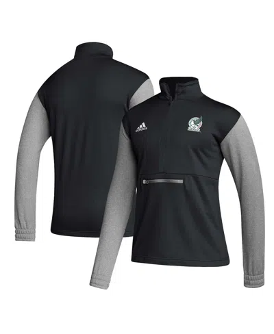 ADIDAS ORIGINALS MEN'S BLACK MEXICO NATIONAL TEAM CREST LONG SLEEVE HALF-ZIP TOP