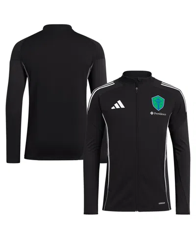 ADIDAS ORIGINALS MEN'S BLACK SEATTLE SOUNDERS FC 2025 FULL-ZIP TRAINING JACKET