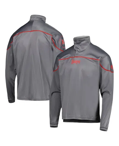 ADIDAS ORIGINALS MEN'S GRAY NEBRASKA HUSKERS AEROREADY KNIT QUARTER-SNAP JACKET