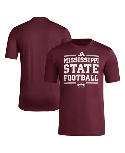 ADIDAS ORIGINALS MEN'S MAROON MISSISSIPPI STATE BULLDOGS LOCKER FOOTBALL PRE-GAME AEROREADY T-SHIRT