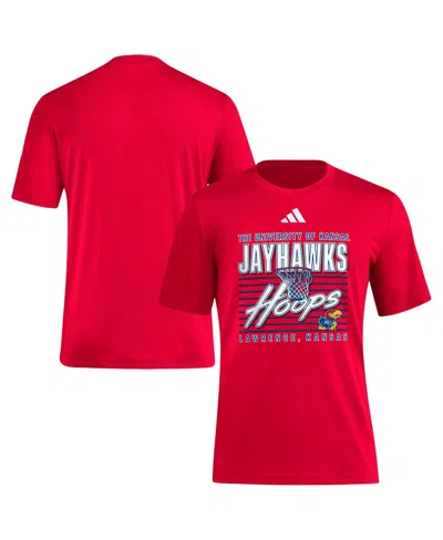 ADIDAS ORIGINALS MEN'S RED KANSAS JAYHAWKS LOCKER SWISH TRI-BLEND T-SHIRT
