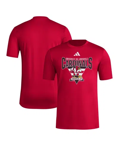 ADIDAS ORIGINALS MEN'S RED LOUISVILLE CARDINALS 2024 LOCKER TRILATERAL PRE-GAME T-SHIRT