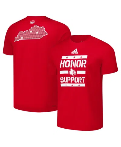 ADIDAS ORIGINALS MEN'S RED LOUISVILLE CARDINALS HONOR SUPPORT PRE-GAME T-SHIRT