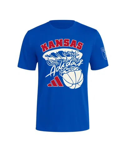 ADIDAS ORIGINALS MEN'S ROYAL KANSAS JAYHAWKS 70TH ANNIVERSARY BASKETBALL T-SHIRT