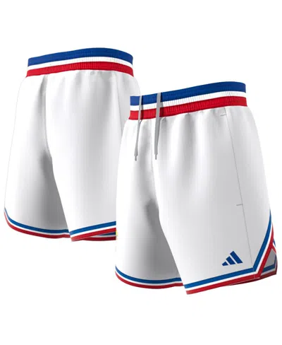 ADIDAS ORIGINALS MEN'S WHITE KANSAS JAYHAWKS SWINGMAN REPLICA BASKETBALL SHORTS