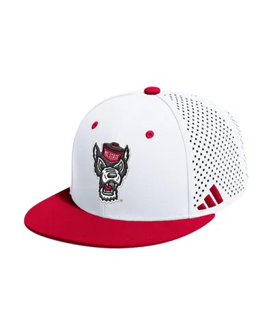 ADIDAS ORIGINALS MEN'S WHITE NC STATE WOLFPACK ON-FIELD FITTED BASEBALL HAT