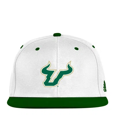 ADIDAS ORIGINALS MEN'S WHITE/GREEN SOUTH FLORIDA BULLS ON-FIELD FITTED HAT