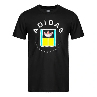 ADIDAS ORIGINALS adidas originals Oncourt Tee Funny Printing Logo Sports Round Neck Short Sleeve Black
