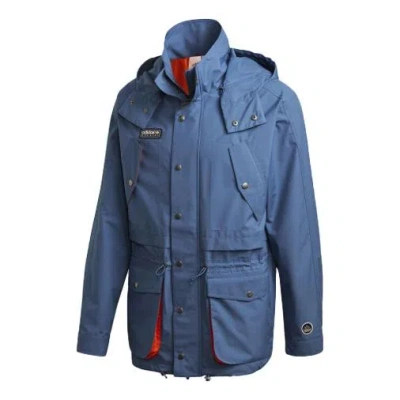 ADIDAS ORIGINALS adidas originals Solid Color Athleisure Casual Sports Hooded Jacket Blue