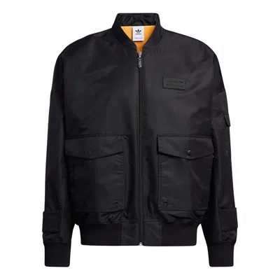 ADIDAS ORIGINALS adidas originals Solid Color Multiple Pockets Casual Sports Jacket Black
