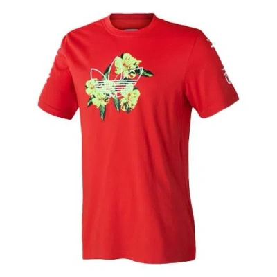 ADIDAS ORIGINALS adidas originals Sports Round Neck Short Sleeve Pink Red