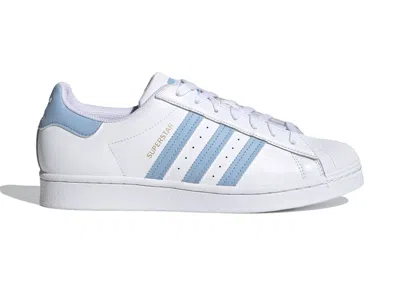 ADIDAS ORIGINALS SUPERSTAR WHITE GOLD SNEAKERS IN CLOUD WHITE/AMBIENT SKY BLUE