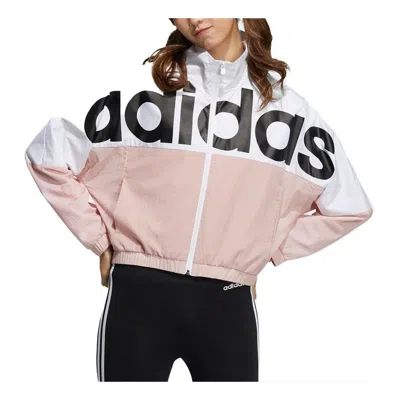 ADIDAS ORIGINALS (WMNS) adidas neo Icons+ Top Causual Sports Stand-up Collar Letter Printing Jacket Coat Female Pink