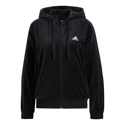 ADIDAS ORIGINALS (WMNS) adidas Velour Jkt Velvet Hooded Jacket Black