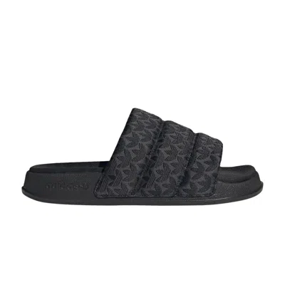 ADIDAS ORIGINALS WMNS ADILETTE ESSENTIAL SLIDES 'TREFOIL MONOGRAM - BLACK'