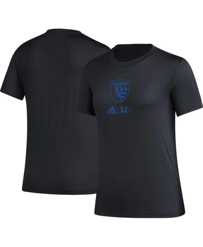 ADIDAS ORIGINALS WOMEN'S ADIDAS BLACK SAN JOSE EARTHQUAKES AEROREADY CLUB ICON T-SHIRT