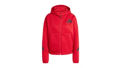 ADIDAS ORIGINALS WOMEN'S ADIDAS Z.N.E. FULLZIP HOODIE IN TEAM POWER RED 2