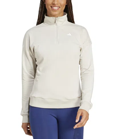 ADIDAS ORIGINALS WOMEN'S ESSENTIALS SMALL LOGO FRENCH TERRY QUARTER ZIP TOP