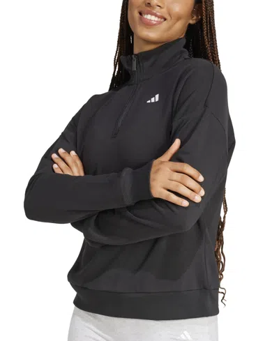 ADIDAS ORIGINALS WOMEN'S ESSENTIALS SMALL LOGO FRENCH TERRY QUARTER ZIP TOP