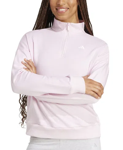 ADIDAS ORIGINALS WOMEN'S ESSENTIALS SMALL LOGO FRENCH TERRY QUARTER ZIP TOP