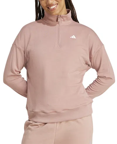 ADIDAS ORIGINALS WOMEN'S ESSENTIALS SMALL LOGO FRENCH TERRY QUARTER ZIP TOP