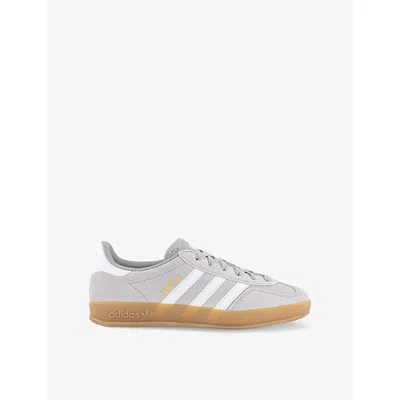 ADIDAS ORIGINALS WOMENS GREY TWO WHITE GOLD META GAZELLE INDOOR SUEDE LOW-TOP TRAINERS