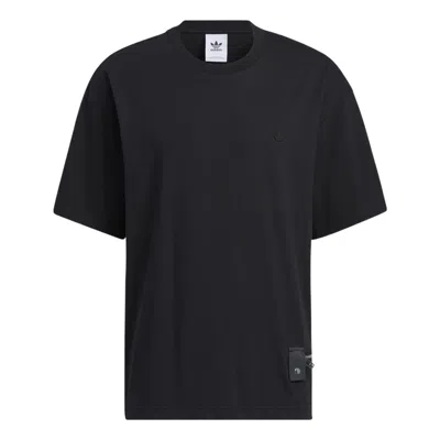 ADIDAS ORIGINALS adidas originals Zipper Ss Tee Solid Color Sports Round Neck Short Sleeve Black